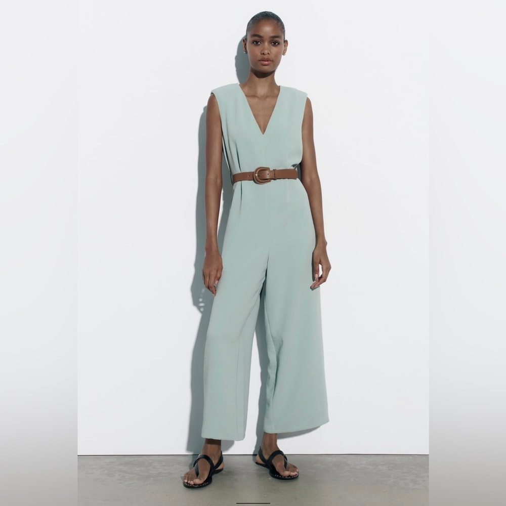 ZARA WIDE JUMPSUIT WITH BELT NWT